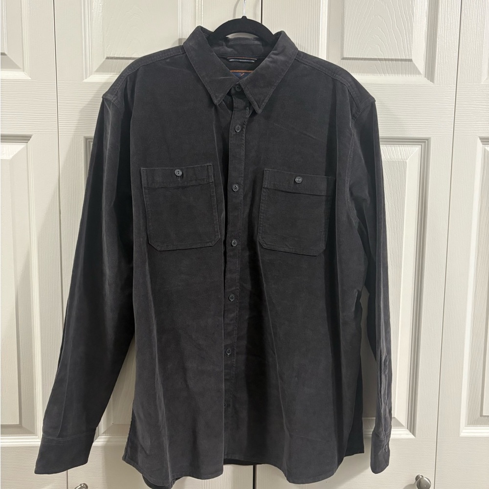 Denver Hayes Men's Dark Gray Corduroy Shirt
